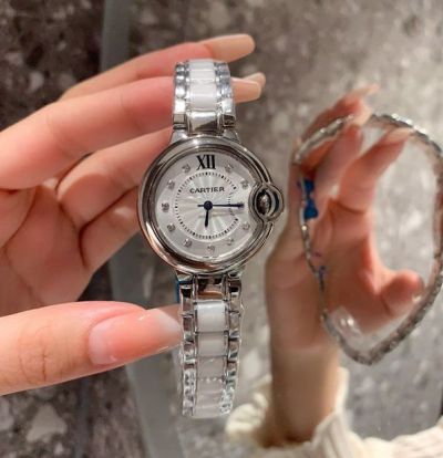 Cartier Balloe Bleu Swiss Quartz Movement 33MM Fisheye Glass Watch